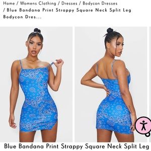 PrettyLittleThing Blue Bandana Dress Size 4